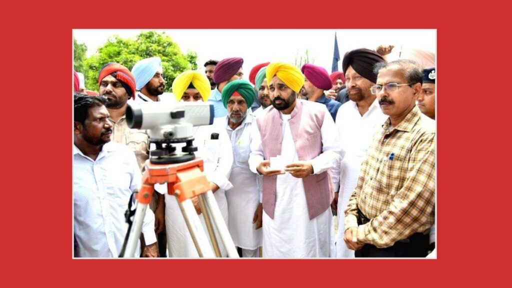 Aerial view of the construction of Malwa Canal in Punjab,