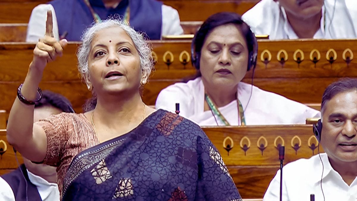 Finance Minister Nirmala Sitharaman addressing the Union Budget 2024 in Parliament
