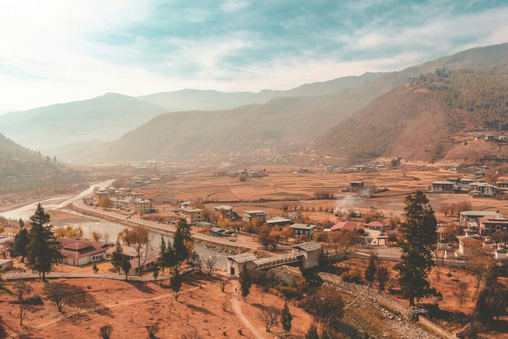 Pexels-prateekkatyal-2810265 Aerial view of town in bhutan