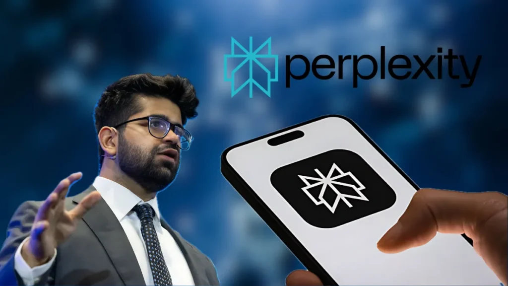 Perplexity ai careers: gateway to innovation and growth in 2025 Professional discussing perplexity ai opportunities with a smartphone displaying the logo, representing innovation and careers in 2025.
