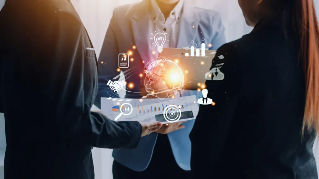 How to Start a Business in Punjab: Unlocking Growth with Supportive Government Policies Illustration of entrepreneurs using digital tools and resources, representing Punjab’s supportive government policies for business growth.