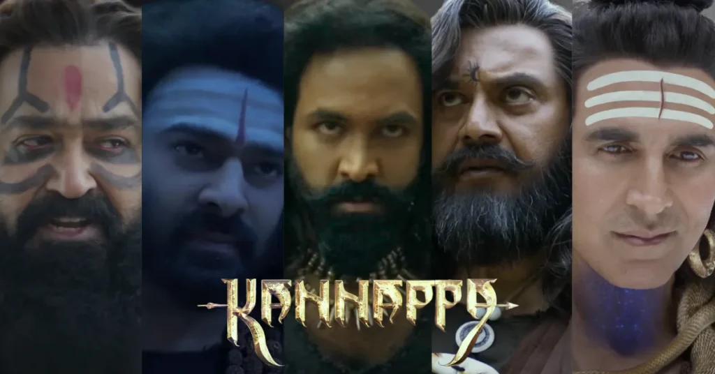 Kannappa – Epic Mythology Global Release Scheduled for June 27, 2025 Golden Kannappa title graphic announcing the epic movie’s global premiere on June 27th, 2025.