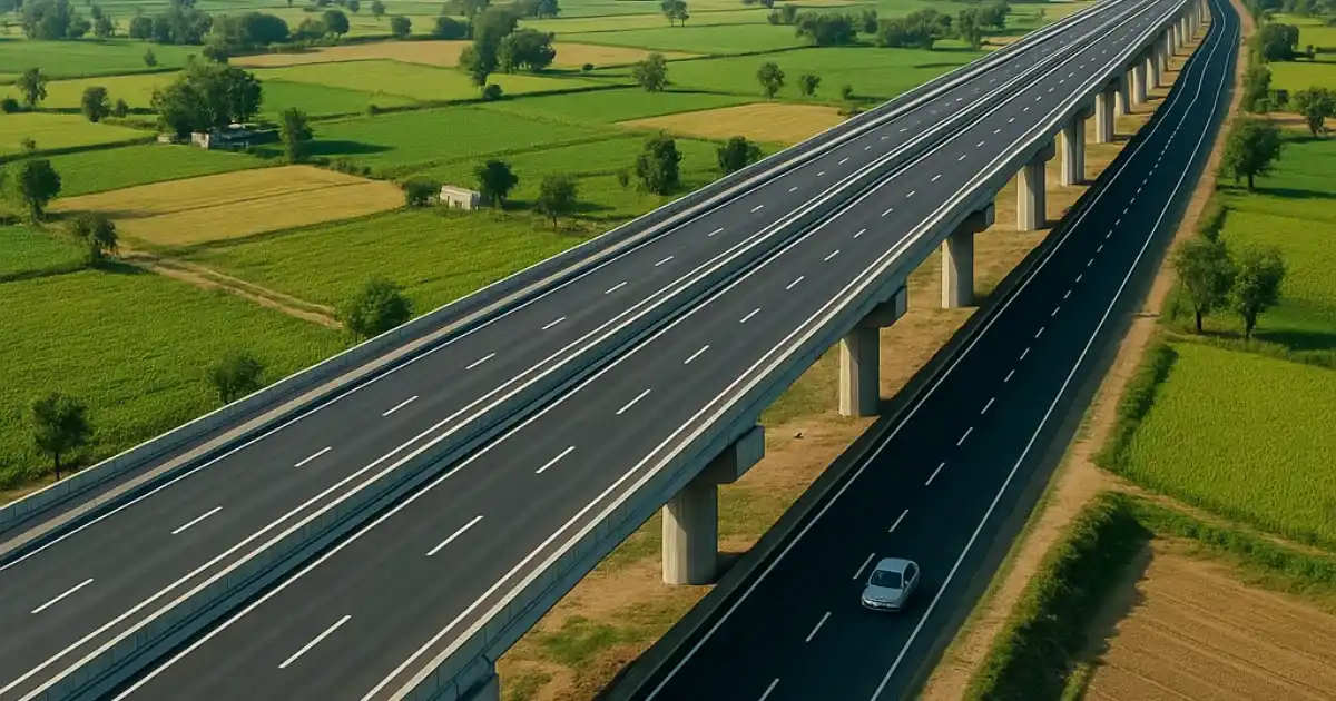 nh punjab - Aerial view of Punjab highway expansion featuring Delhi-Amritsar-Katra Expressway project enhancing state connectivity in July 2025
