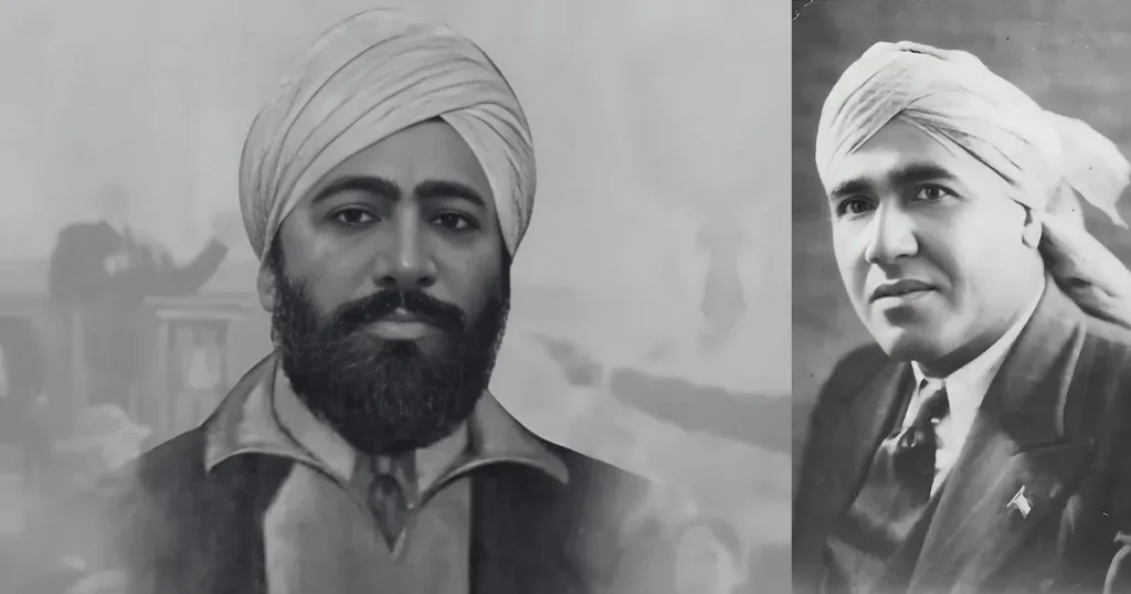 S. Udham Singh Historic Portrait: Iconic Indian Freedom Fighter and Martyr Historic image featuring Sardar in traditional attire, commemorating his role as a prominent Indian freedom fighter against colonial rule.