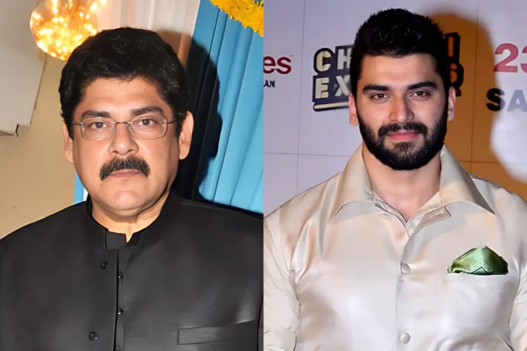 Pankaj Dheer & Son Nikitin Dheer - Legacy, Life & Lessons 1 Split image featuring Pankaj Dheer in black traditional attire and Nikitin Dheer in light-colored suit, highlighting their father-son legacy and life lessons.